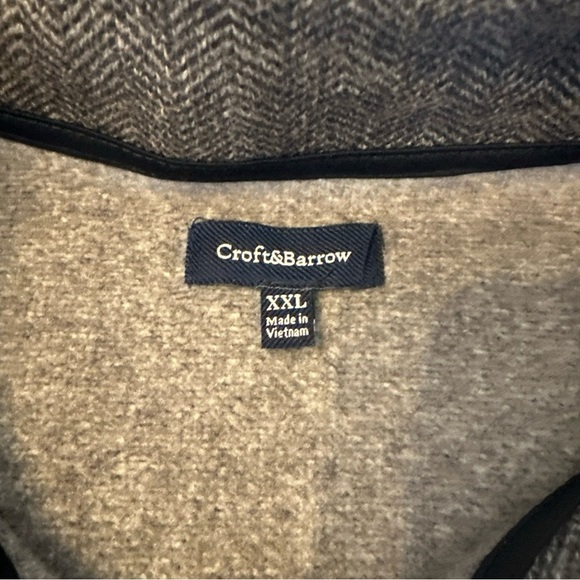 Croft & Barrow Mens Pullover Sweater Size XXL Gray Quarter Zip Long Sleeve - Picture 3 of 12